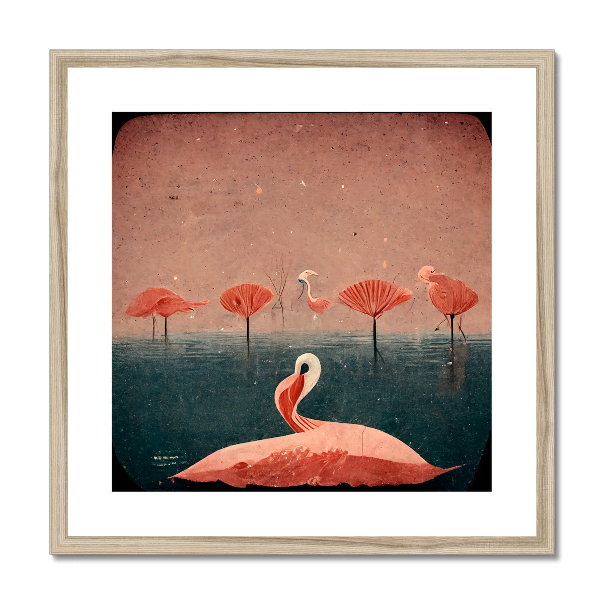 Flamingo Fans Framed & Mounted Print