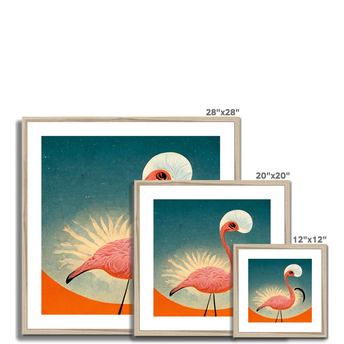 Flamingo Poster Style Framed & Mounted Print