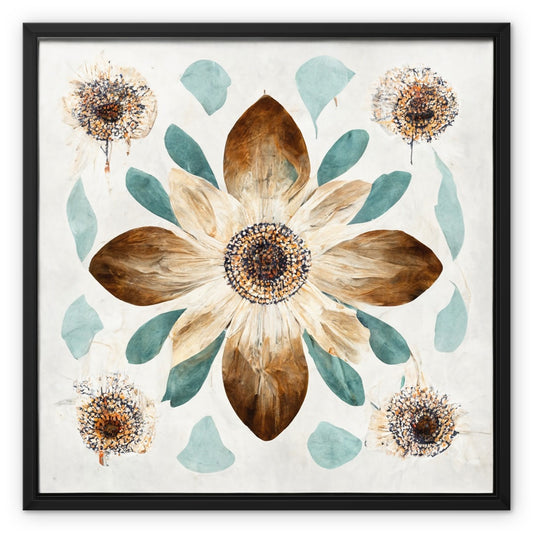 Boho Flower Brown Framed Canvas