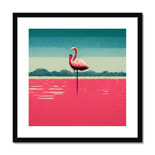 Flamingo 8 Bit Framed & Mounted Print