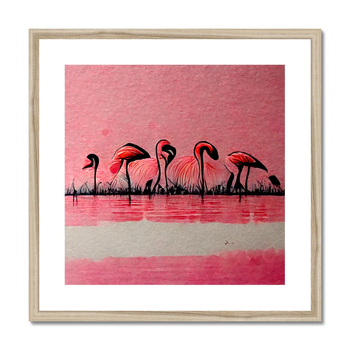 Flamingo Dinner Meetup Framed & Mounted Print