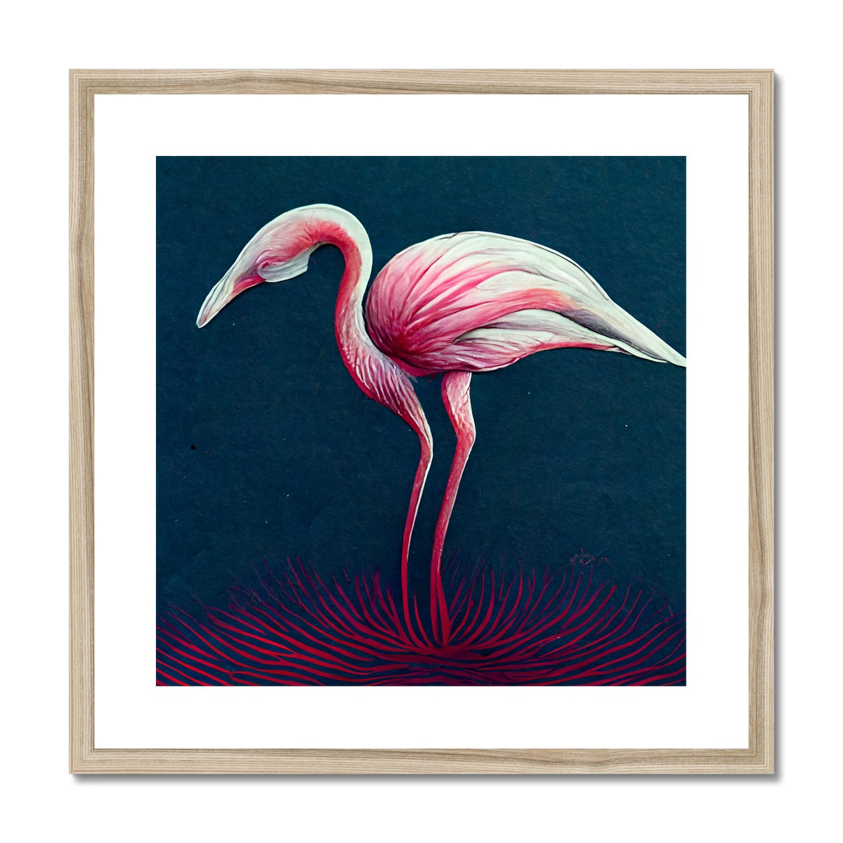 Flamingo Color Pencil Framed & Mounted Print