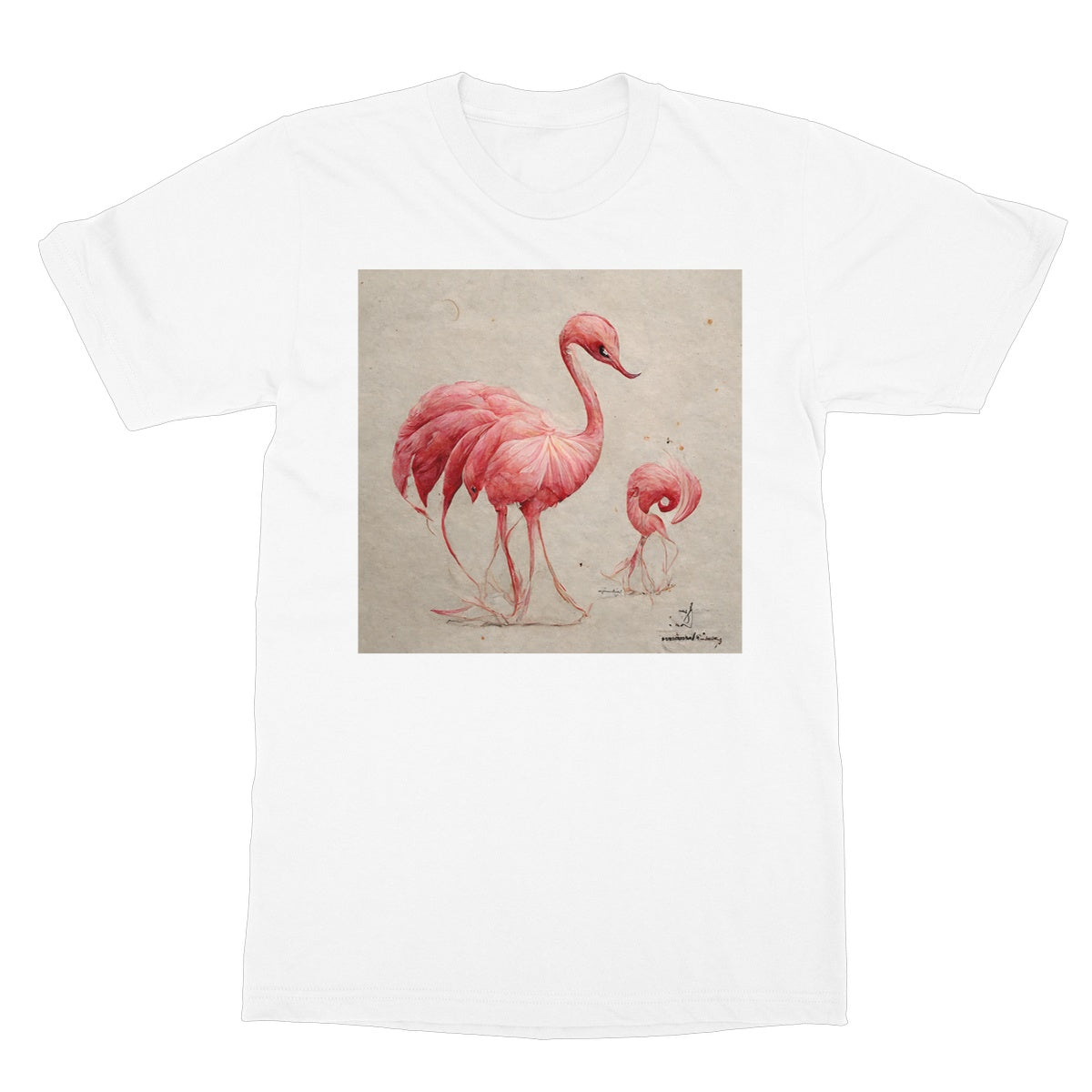 Flamingo Sketch Colors Softstyle T-Shirt