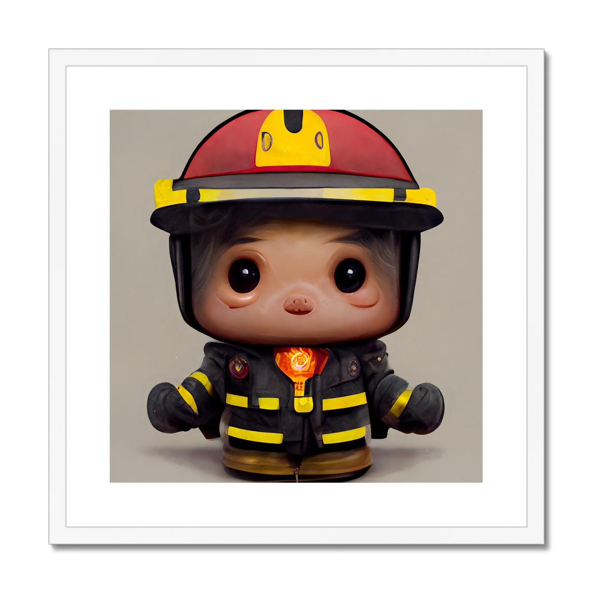 Fireman Guy Pop Framed & Mounted Print