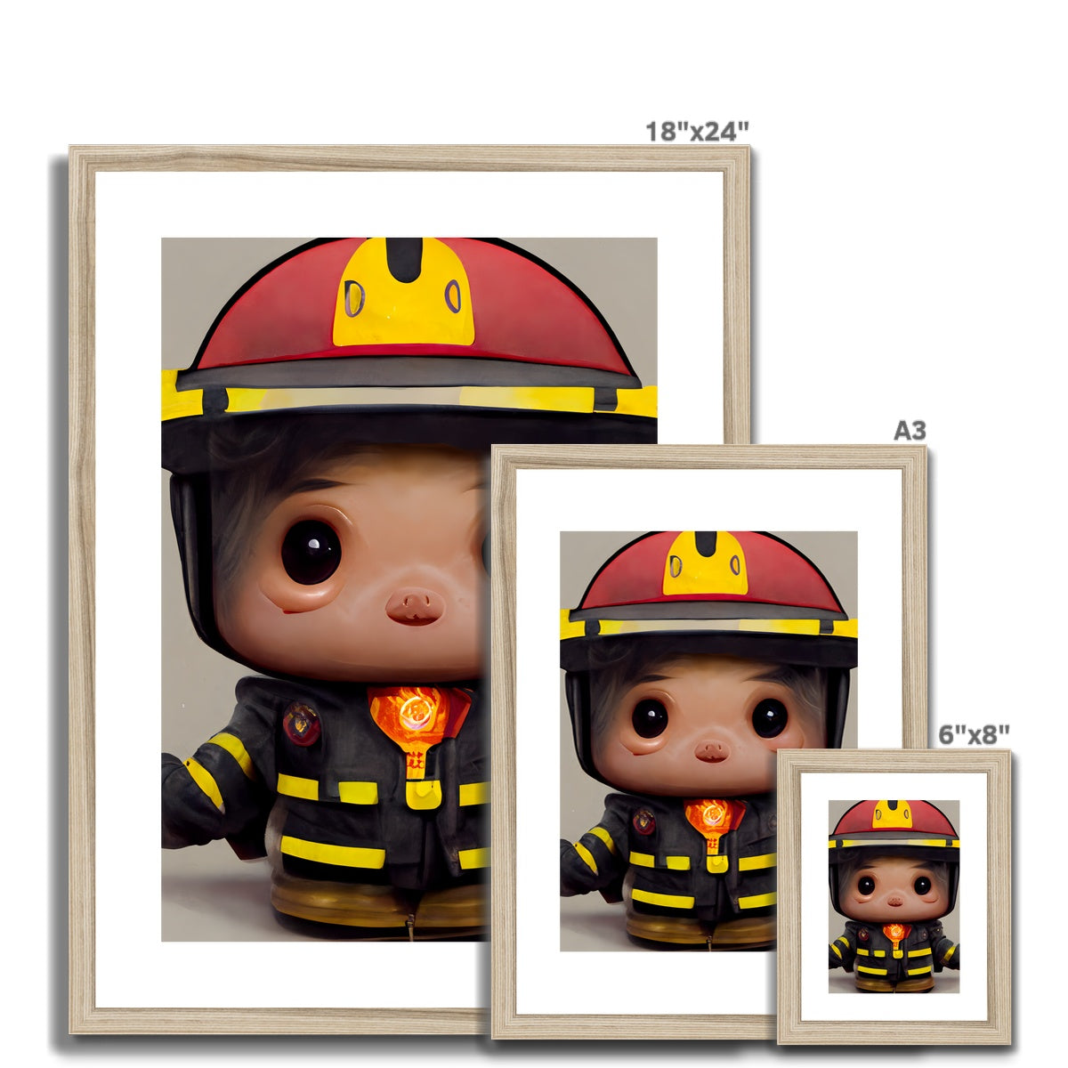 Fireman Guy Pop Framed & Mounted Print
