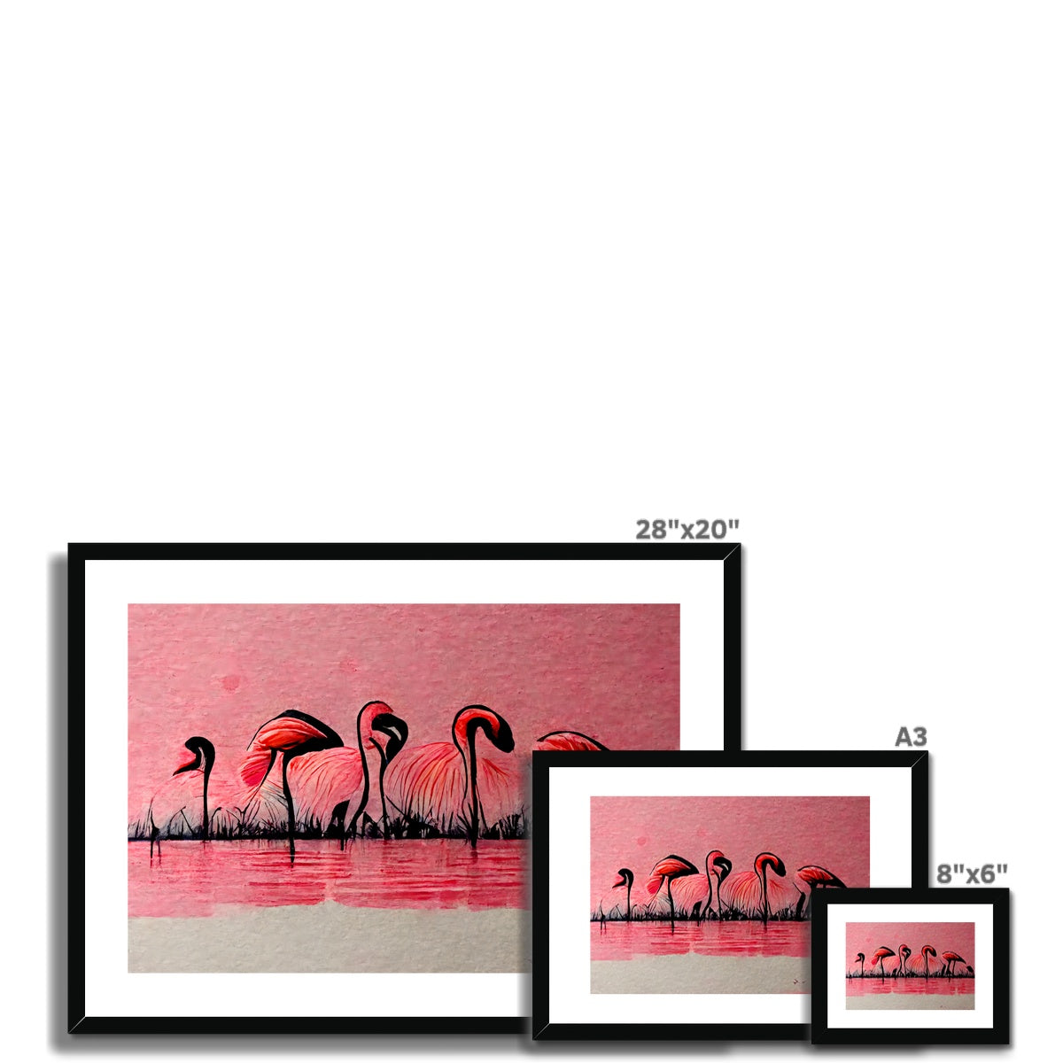 Flamingo Dinner Meetup Framed & Mounted Print