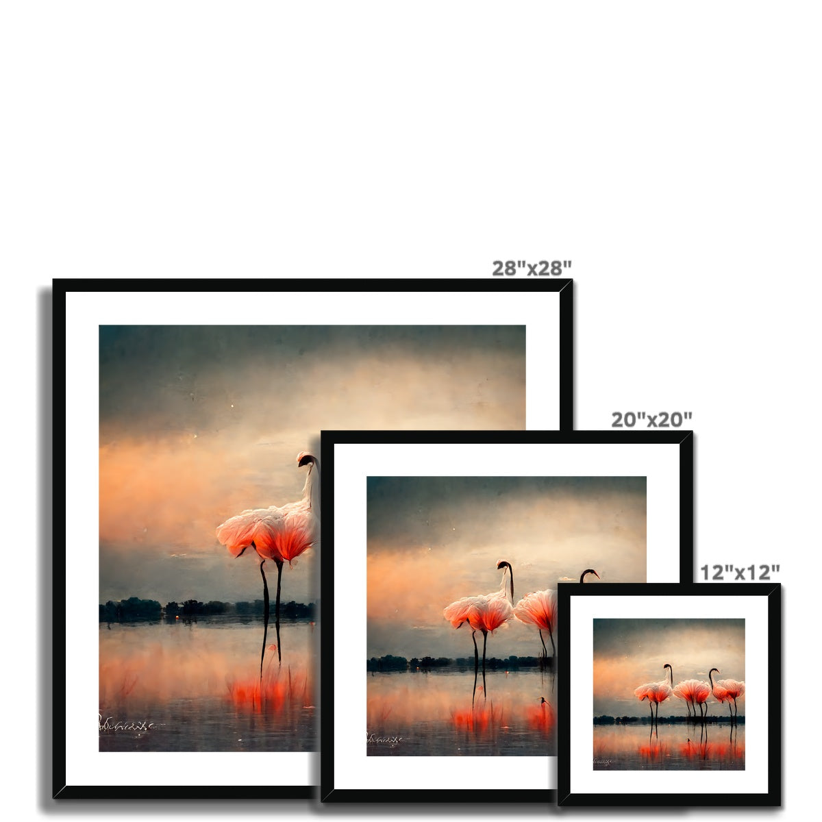 Flamingo Sunset Framed & Mounted Print