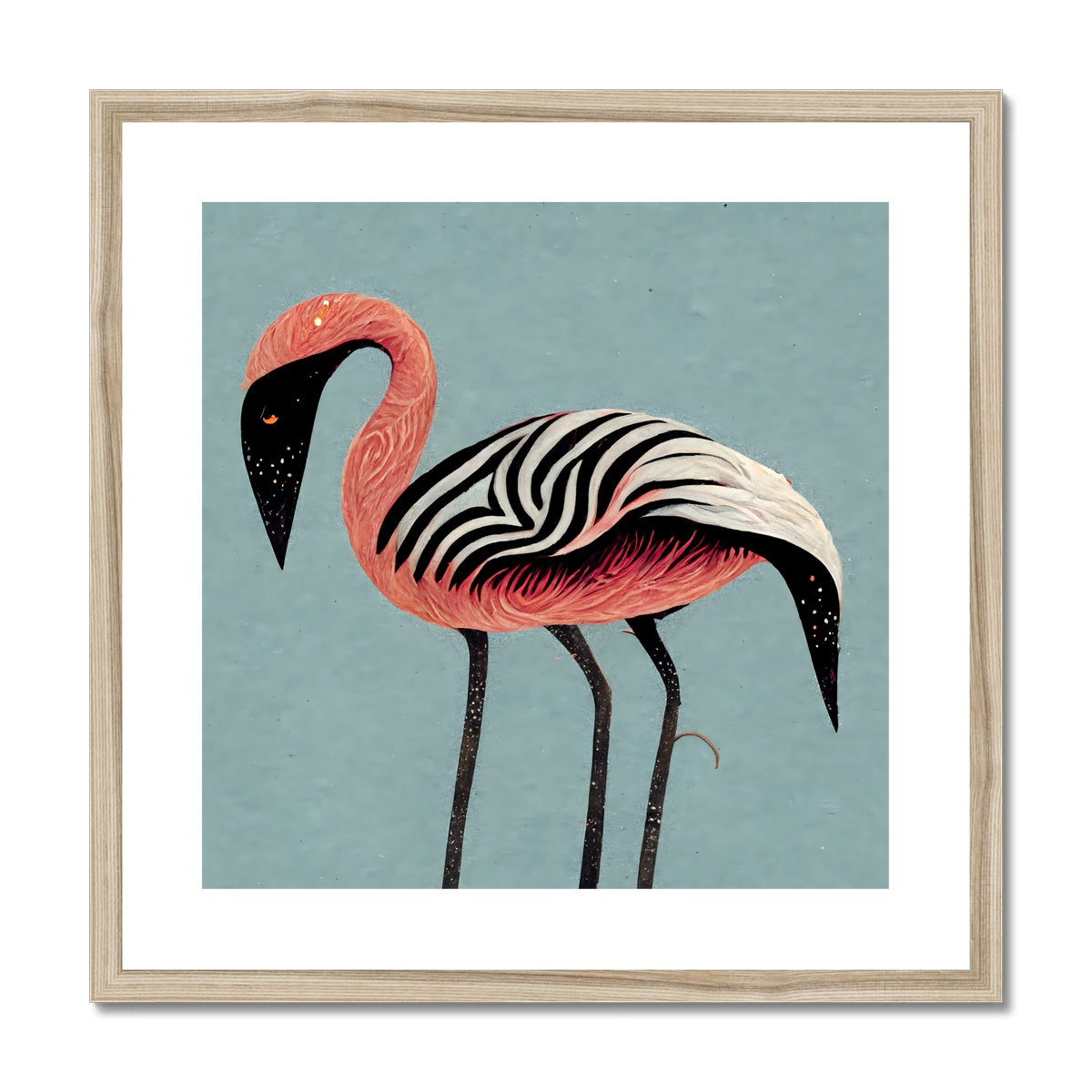 Zebra Flamingo Framed & Mounted Print