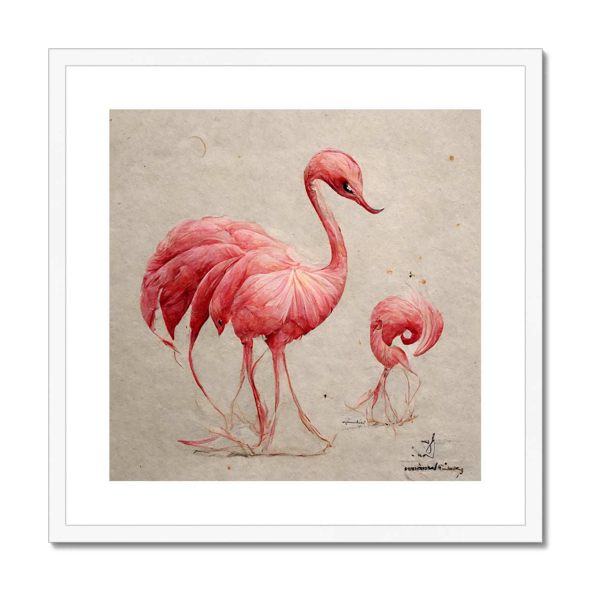 Flamingo Sketch Colors Framed & Mounted Print