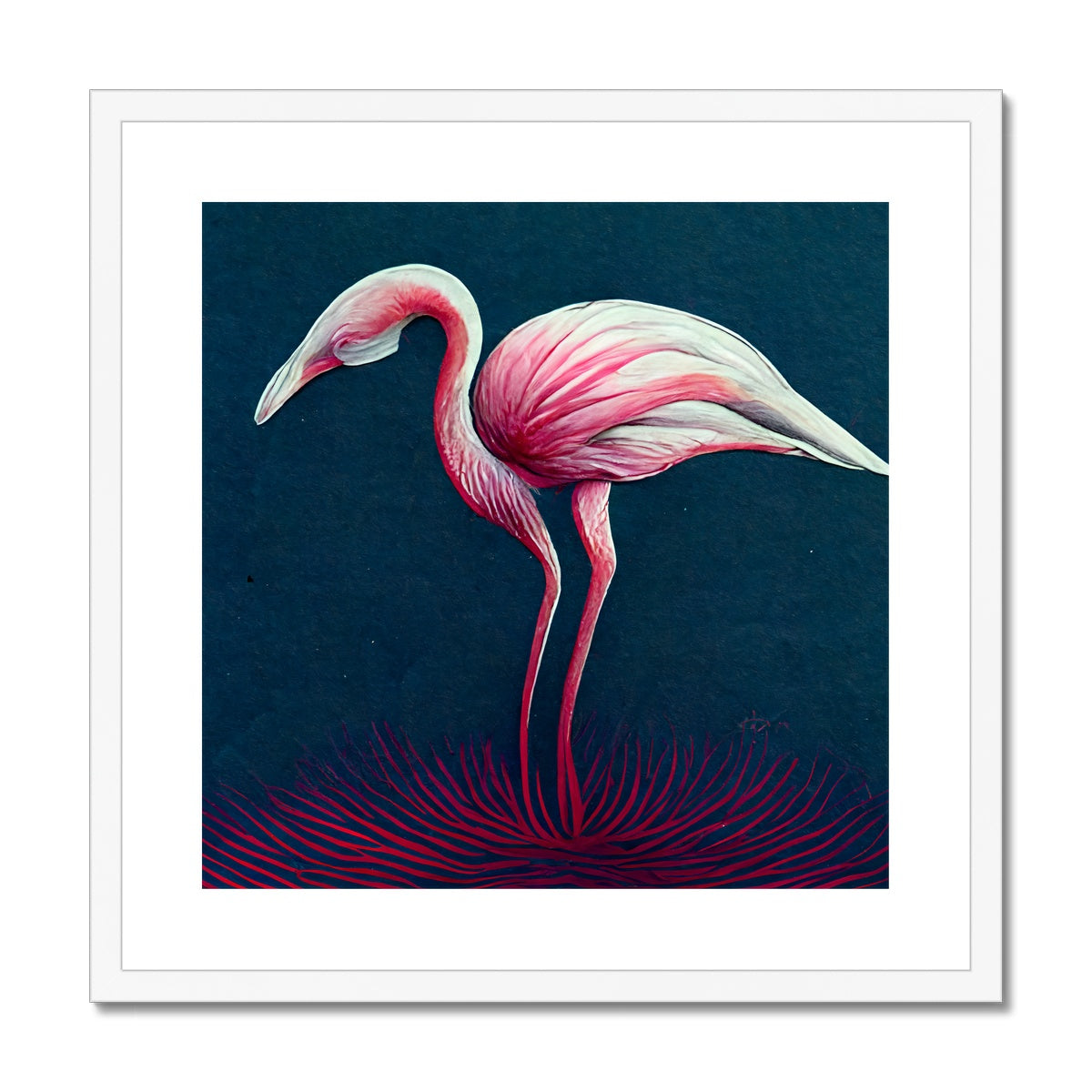 Flamingo Color Pencil Framed & Mounted Print